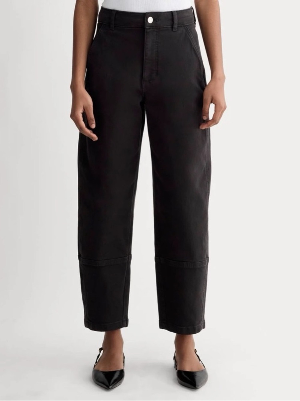 Everlane The Utility Barrel Pant Washed Black Size 12 Regular High Rise Curved